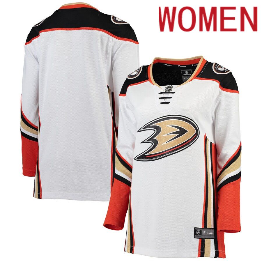 Women Anaheim Ducks Fanatics Branded White Away Breakaway NHL Jersey